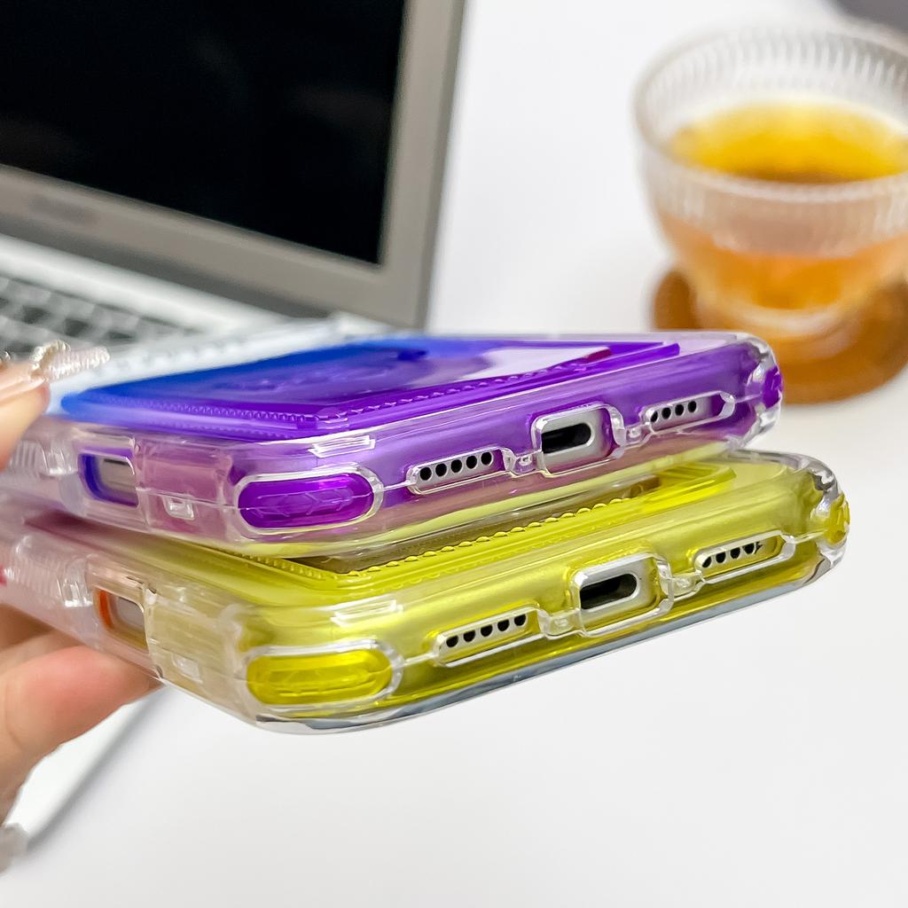 For iPhone 17 Pro Case Card Holder Gradient Color PC+TPU Anti Drop Phone Back Cover with Lens Film
