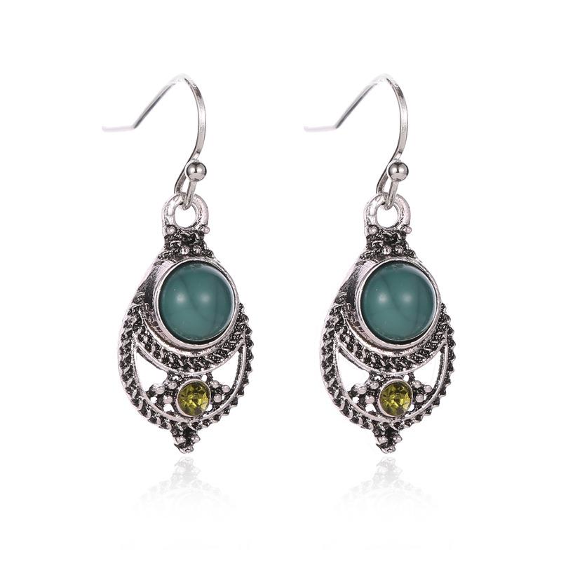 1Pair Simple Earrings Bohemian Fengya Pendant Palace Retro Hollow Carved Ear Hook Female Jewelry