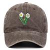 Men's Retro Washed Cotton Embroidered Distressed Dad Baseball Cap with Soft Brim