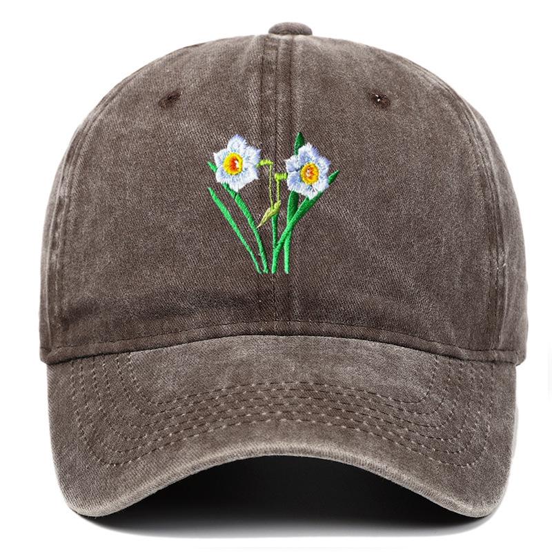 Men's Retro Washed Cotton Embroidered Distressed Dad Baseball Cap with Soft Brim