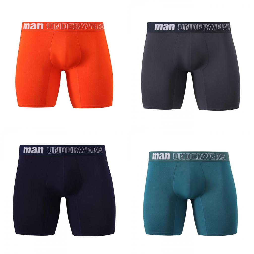 Men Bamboo Fiber Long Underwear Plus Size Thin Breathable Antibacterial Mid Waist Loose Boxers For Men