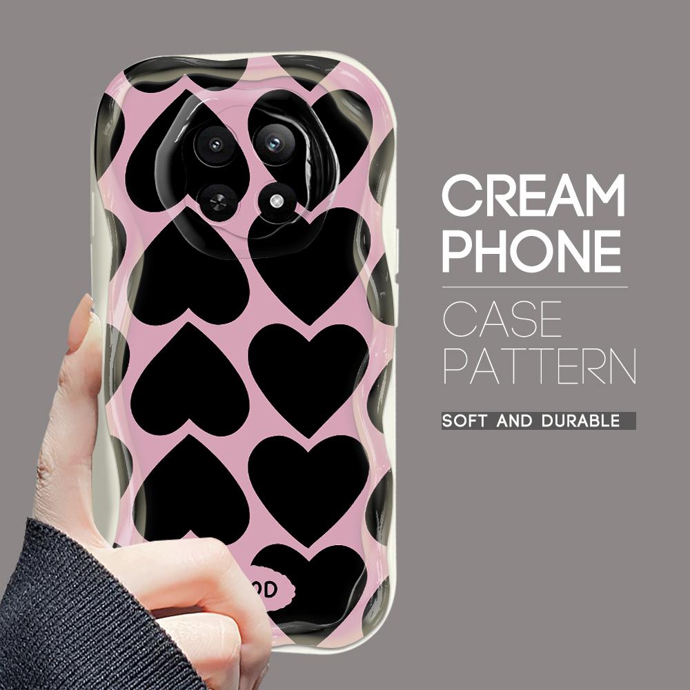 Cartoon Pattern Cream Texture Casing Wavy Edge Soft Silicone Cover Phone Case for OPPO Reno Realme OnePlus Vivo