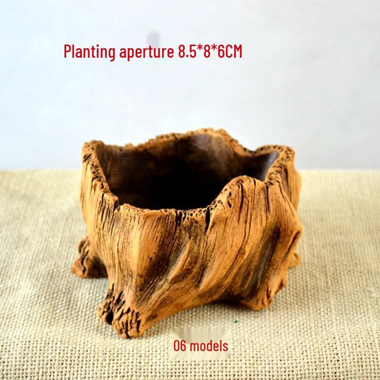Creative Retro Cement-Look Tree Stump Succulent Planter