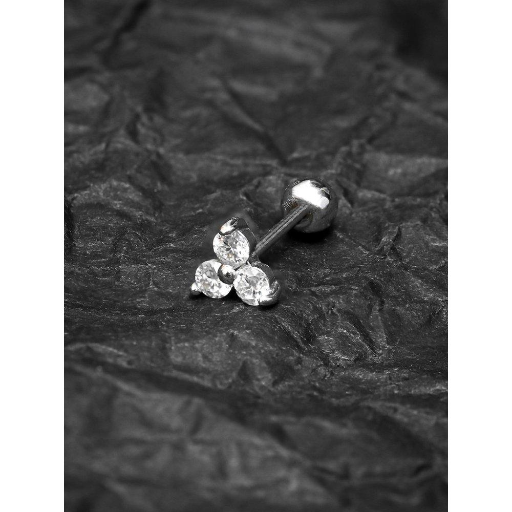 

14K Moissanite Diamond Triangle Piercing Earrings 14K rose gold / Bar thickness 0.8mm_Bar length 6mm