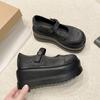 Luxuriöse Mary Janes mit bestickter, bedruckter Plattform für Damen, 2025, neuer großer runder Schnallengürtel, bequemer Schuh mit dicker Sohle