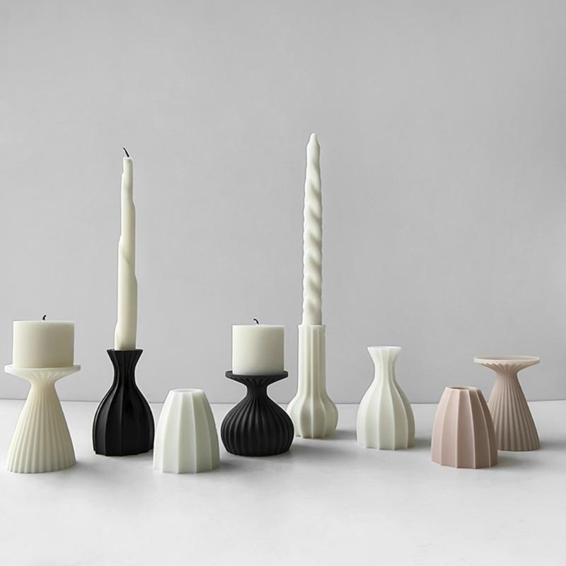 Epoxy Candlestick Silicone Mold Candle Base Mould Geometric Candle Holders Molds DIY Ornaments Home Decorations Mould