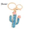 Cactus Keychain Bling Rhinestone Keychain, Pink Flower Keys Accessory Keyring Pendant, Handbags Backpacks Purse Charm Schoolbag Ornament