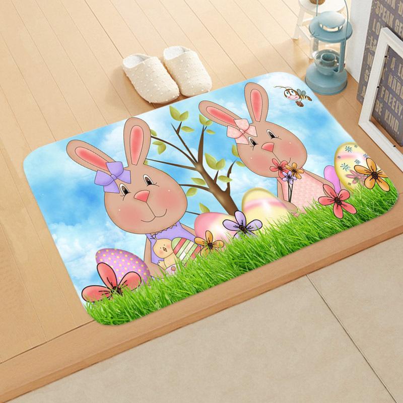Easter Egg Rabbit Floor Mat Welcome Rugs Bedroom Living Room Entrance Carpet Kitchen Front Door Mat Machine Washable Soft Mats