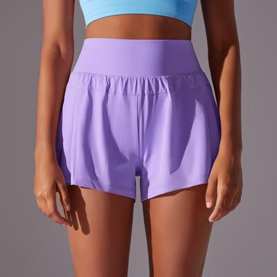 New Solid Color Mesh Double-layer Breathable Sports Tennis Yoga Shorts Running Fitness Yoga Clothes Shorts Women