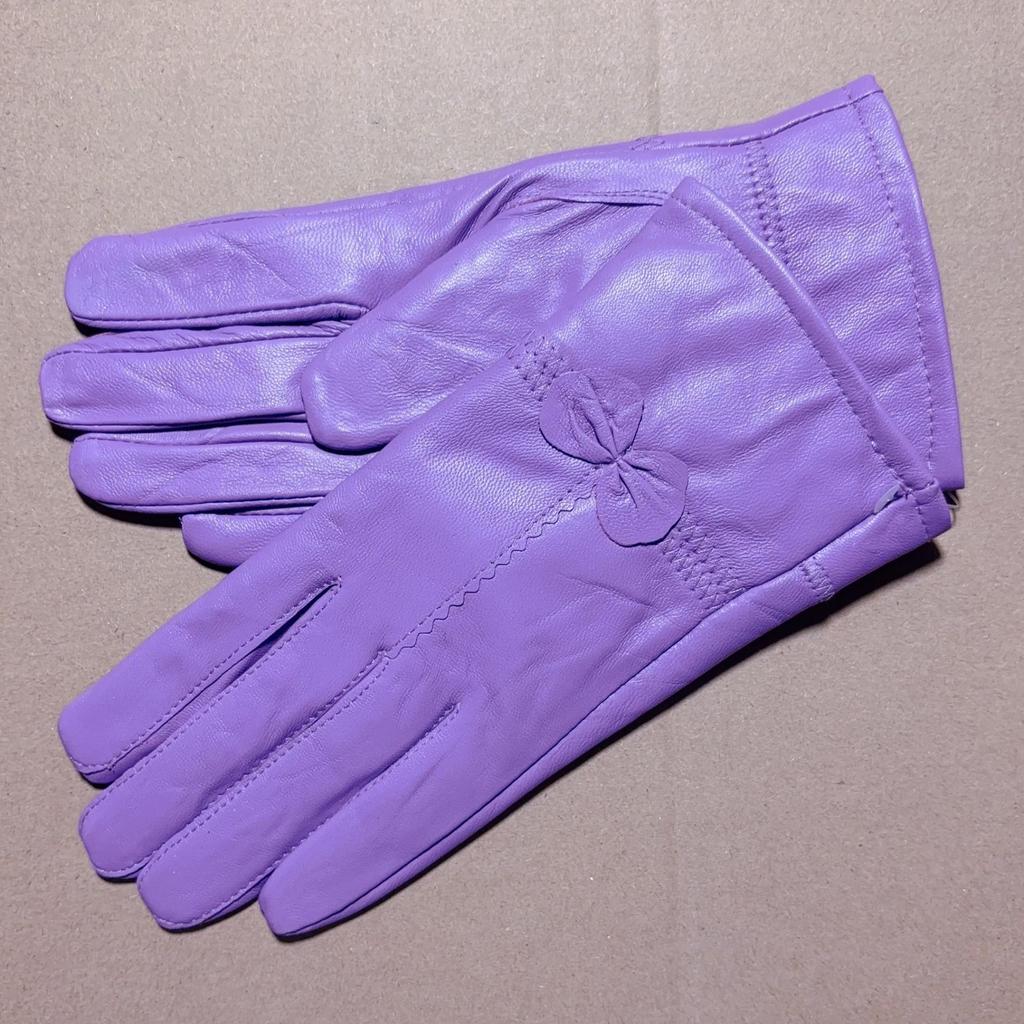 Gants en cuir pour femmes, couleur unie, gants de Protection chauds, accessoires d'extérieur, automne et hiver