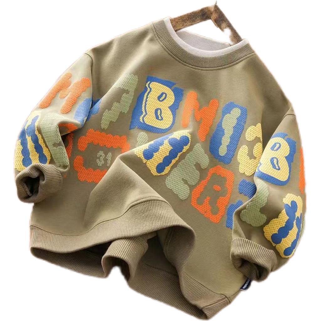 2024 Spring/Autumn Boys' Thin Pullover Sweatshirt - Cool Base Layer for Medium/Large Kids