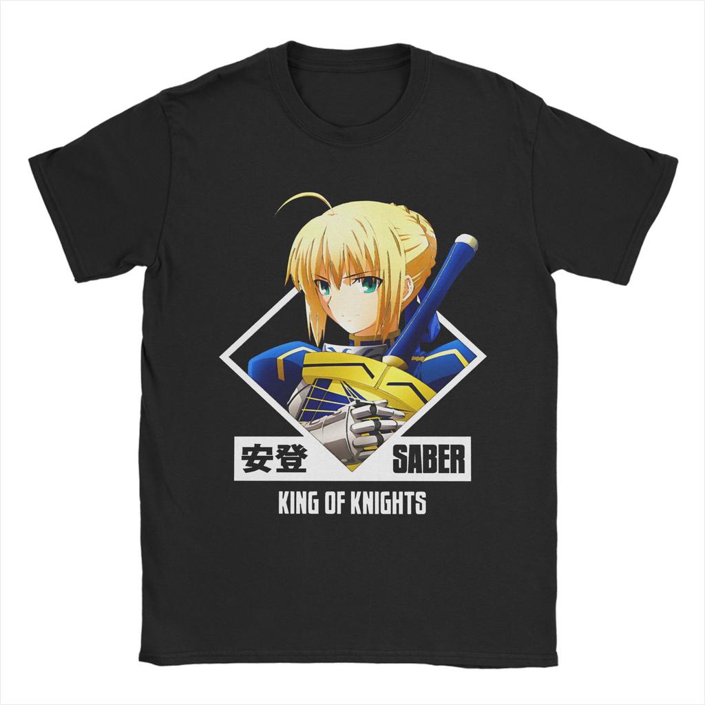 Saber Arthur Pendragon Fate Stay Night Tshirts Men Cotton Tops Novelty Round Neck Short Sleeve