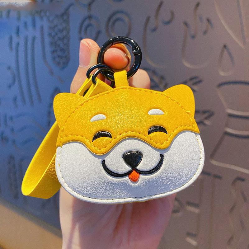 Creative Cartoon Leather Panda Keychain Girl Exquisite Bag Pendant Cute Dog Lion Keychain Car Key Chains for Women