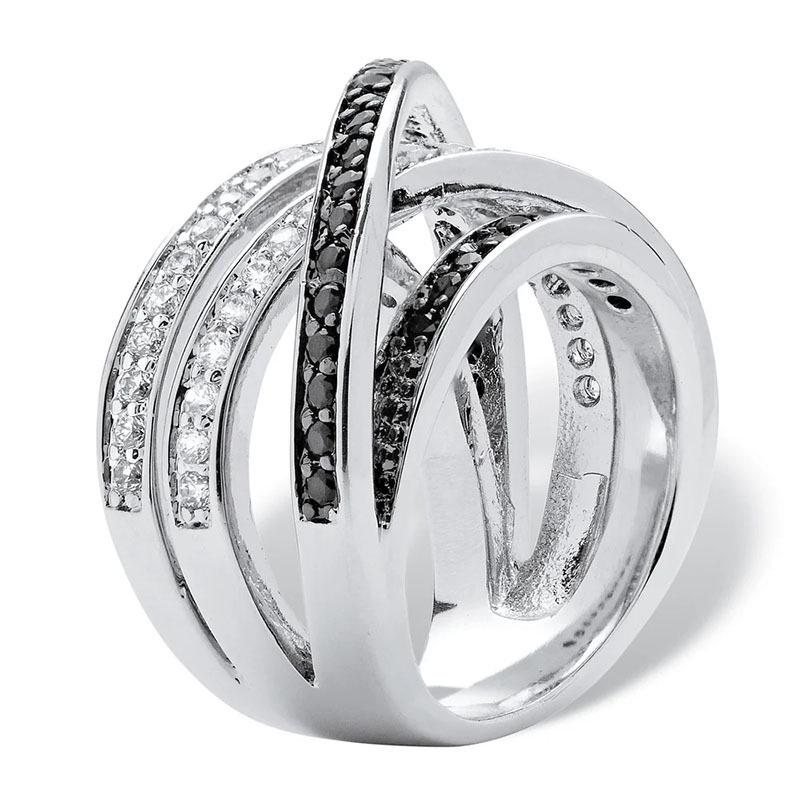 Cao Shi Multi-layered European & American Fashion Wrap Ring with Micro-paved AAA Grade Crystals