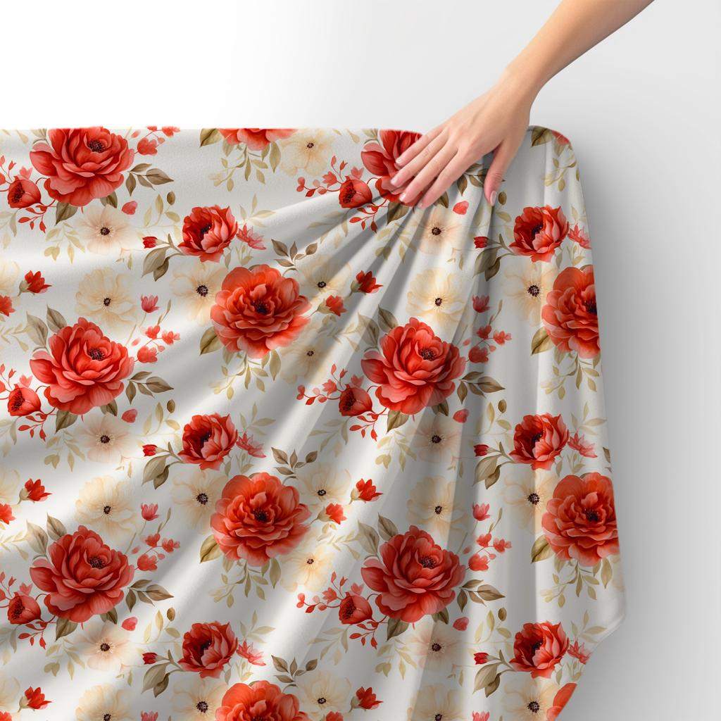 Royal Samt Stoff Polyester Zum Nähen - Motiv Blumen - Rdx2305
