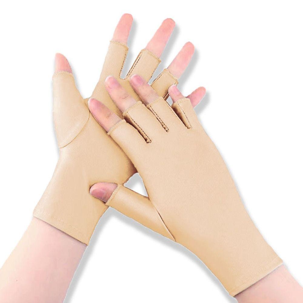 

1 Pair Ice Silk Thin Ice Silk Gloves Spandex Half Finger Gloves Women Sun Protection Gloves Driving purple-Half finger
