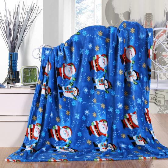 Winter Christmas Blanket Snowflake Elk Printed Thickened Plush Machine Washable Office Nap