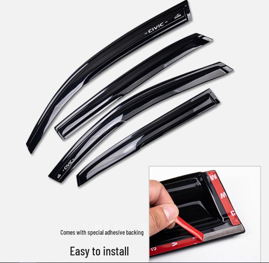 Honda Civic Rain Guards: Fits Hatchback & Sedan - Window Eyebrows & Deflectors