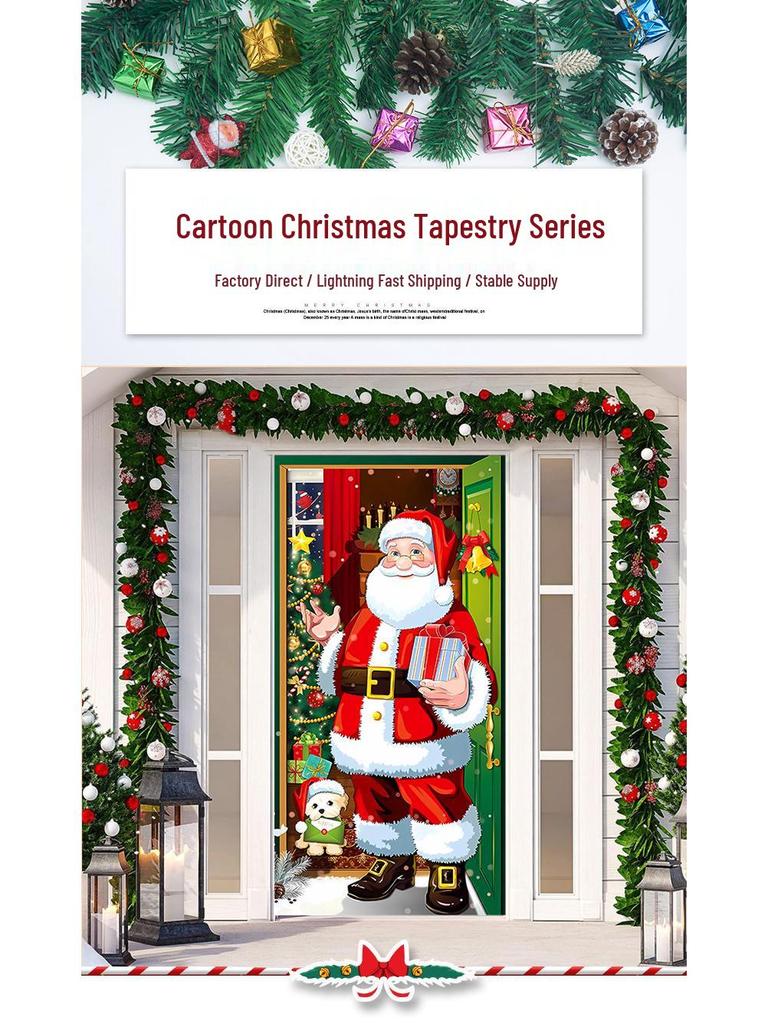 Christmas Door Tapestry: Hanging Cloth Decoration for Festivals & Parties