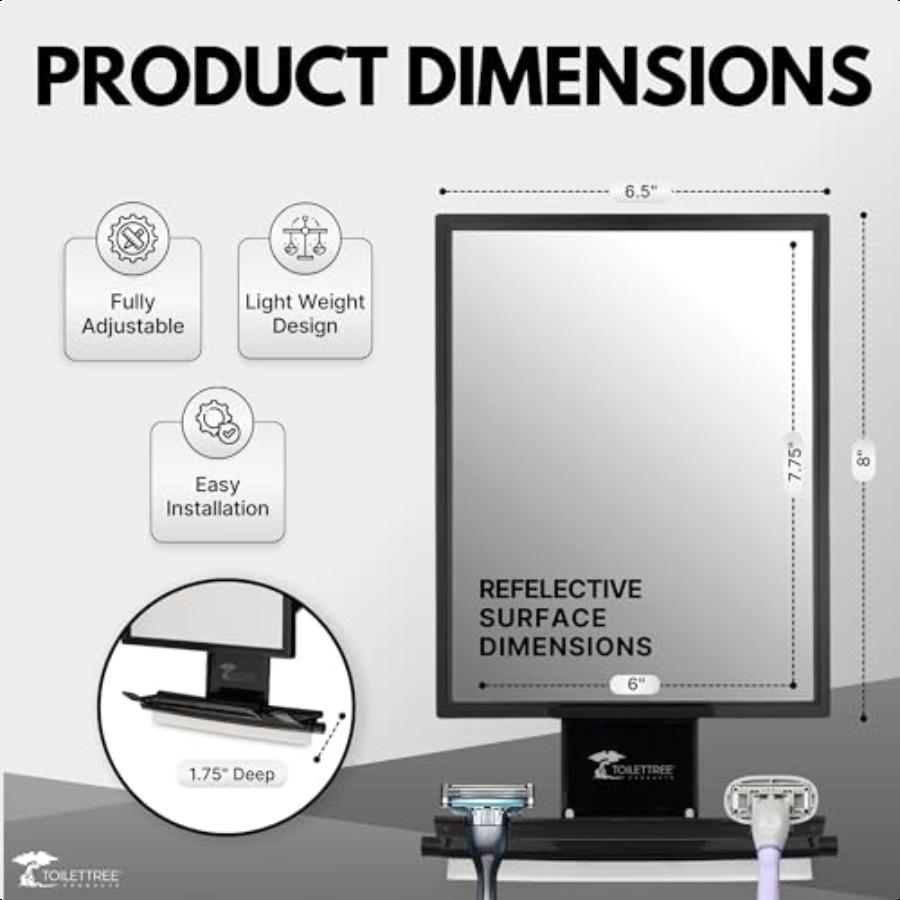 Fogl Shower Mirror AntiFog Mirror Adjustable Shaving Mirror with a Squeegee RustProof ImpactResistance Bathroom Shower Mirror T