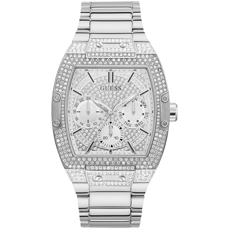 

Guess Men s Quartz Watch with Silver Stainless Steel Strap and Three Hands - GW0094G1 серебряный