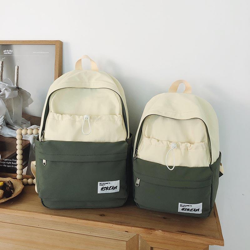 Large Capacity Nylon Women's Backpack Color Contrast Travel Backpack Student Lightweight Schoolbag