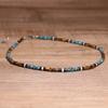 Turquoise Tiger Eye Square Bead Choker – Silver Accent Boho Jewelry, Protection Grounding Gift for Men Women
