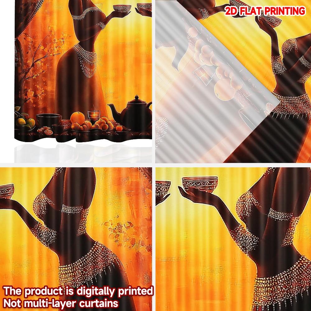 Stampa piana 2D 2 pezzi Tende per Feste Festa Africana Tende in Poliestere Stampate Digitalmente Decorazione Murale Festiva Da usare per Stanza parete della camera da letto