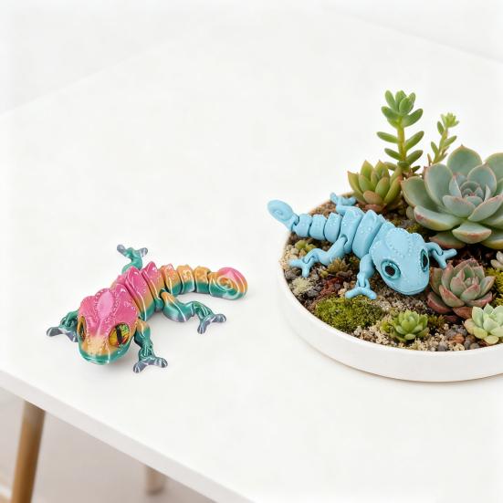 3D Printed Chameleon Articulated Lizard Model with Movable Joints Flexible Chameleon Fidget Toy for Stress Relief Home Office Desk Decoration