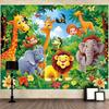 A set of cartoon animal jungle collection items, including elephants and giraffes