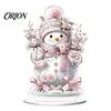 Durable Acrylic Christmas Ornaments Winter Ornaments, Double-sided Snowman/Santa Claus/Reindeer/Cottage Table Holiday Snowman Tabletop Figurines