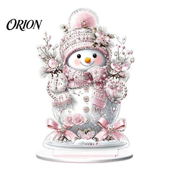Durable Acrylic Christmas Ornaments Winter Ornaments, Double-sided Snowman/Santa Claus/Reindeer/Cottage Table Holiday Snowman Tabletop Figurines