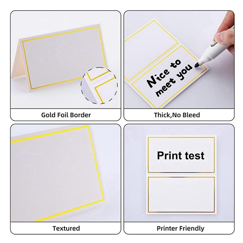 Place Cards 240 Small Tent Cards With Gold Foil Borders, Suitable For Weddings, Banquets, Table Cards, And Name Cards