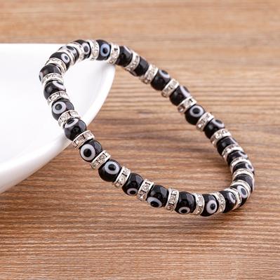 Hot Sale 8 Colors Fashion Design Evil Eye Bead Bracelet Men Women 6MM Classic Mini Macrame Crystal Charm Adjustable Jewelry Gift