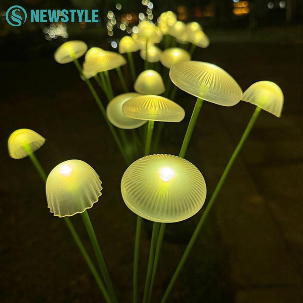 Solar LED Mushroom Jellyfish Light Warm Light RGB Waterproof Energy-saving Garden Swaying Fairy Light for Outdoor Garden Decor