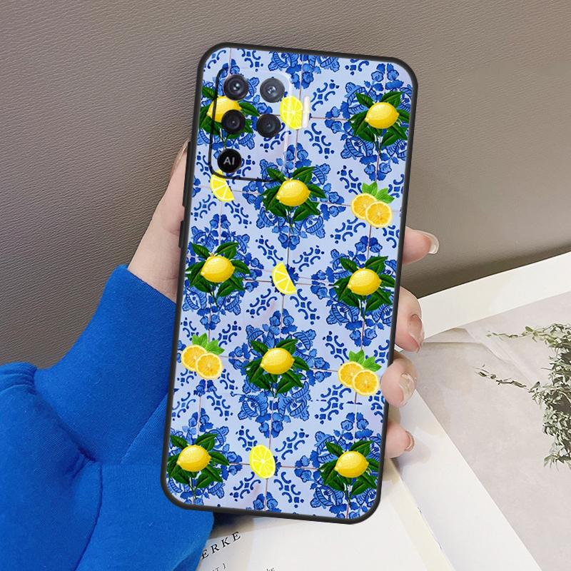Mediterranean Lemon Case For Oppo A94 A74 A54 A80 A60 A40 A18 A38 A58 A78 A98 A96 A76 A16 A15 A17 A57 A77 A5 Pro