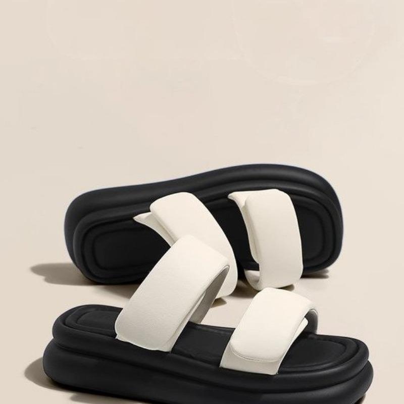 2024 Summer Women Platform Slippers Square Toe Women Flats Flip Flops Designer Ladies Slides Sandals Women Shoes Luxury Sandals