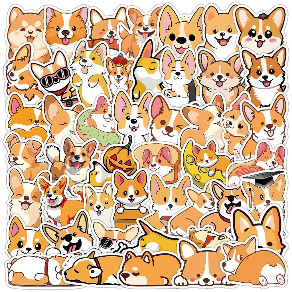 50 Cute Style Cartoon Corgi Graffiti Stickers Suitcase Skateboard Decoration Stickers Children's DIY Stationery Stickers