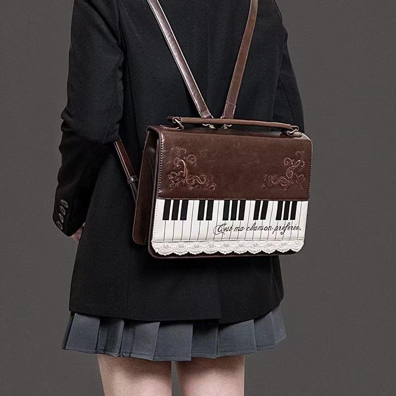 New Vintage Piano Shoulder Bag Womens Brown Crossbody Bag Y2k Girls Transparent Ita Bag Personalized Backpack Aesthetic Handbags