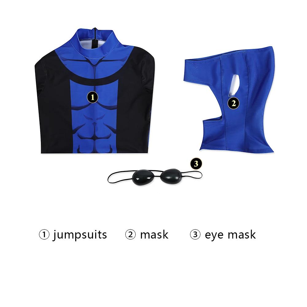 Mark Grayson Cosplay Invincible Seizoen 3 Mark Kostuum Blauw Elastisch 3D Geprint Zentai Pak Masker Outfit Halloween Op Maat Gemaakt XS（old） black