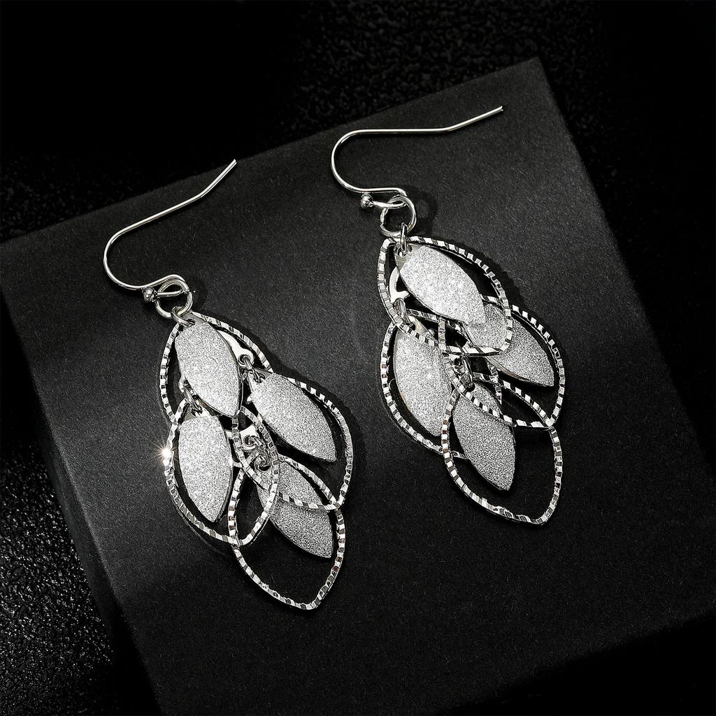 Women Bohemian Style Leaves Ear Drop Earring