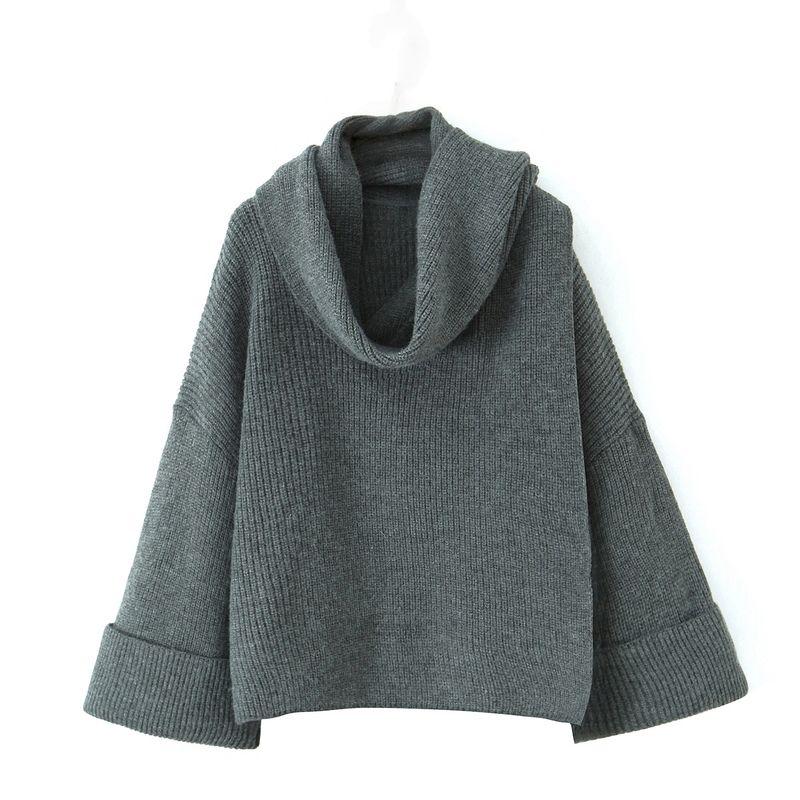 

Autumn Sun Search Field Normcore Gao Zhi Loose Scarf Design Sweater Outwear Lazy and Loose Knitted Cardigan Top Dark gray One size