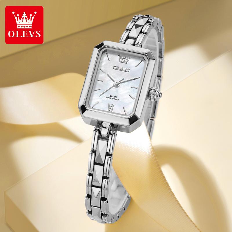 

OLEVS Watches For Woman Original Elegant Square Quartz Wristwatch Waterproof Luminous Ladies Woman Versatile Reloj белый/серебряный