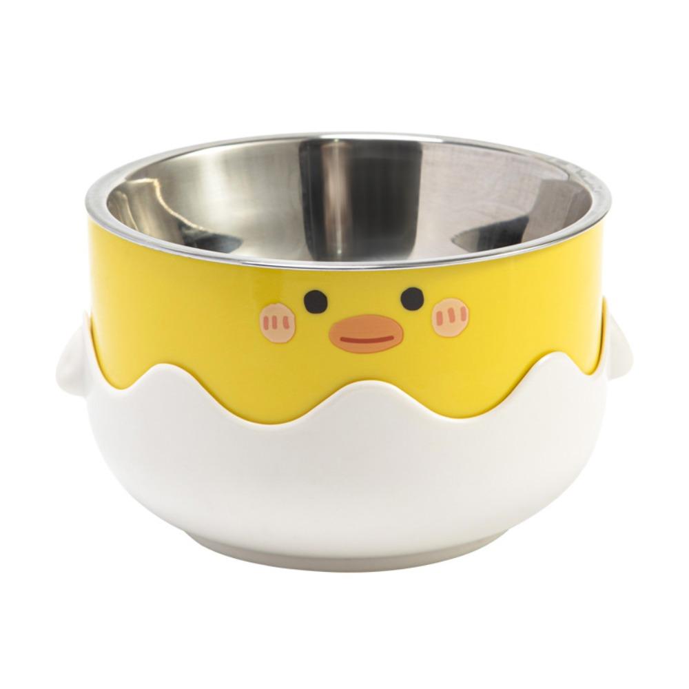 

Durable Duck Shape Pet Cat/Dog Bowl Stainless Steel Large Capacity Dog Food Bowl Protect Cervical Spine Portable Pet Supplies жёлтый