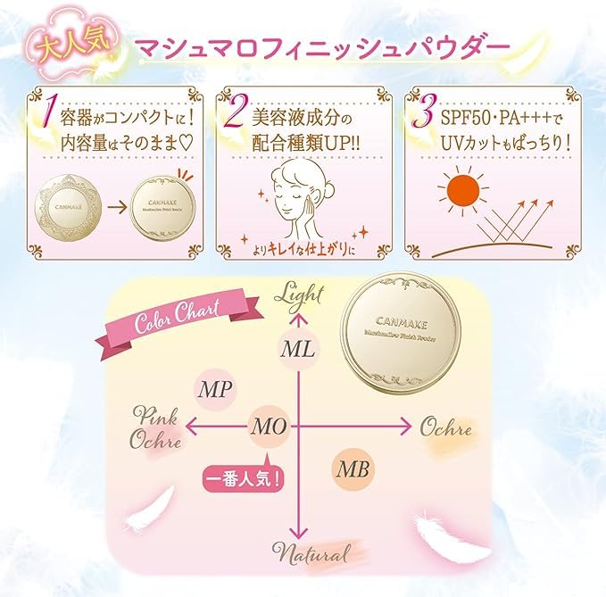 of Canmake Marshmallow Finish Powder Refill MO Matte Ochre Beige [Set 2]