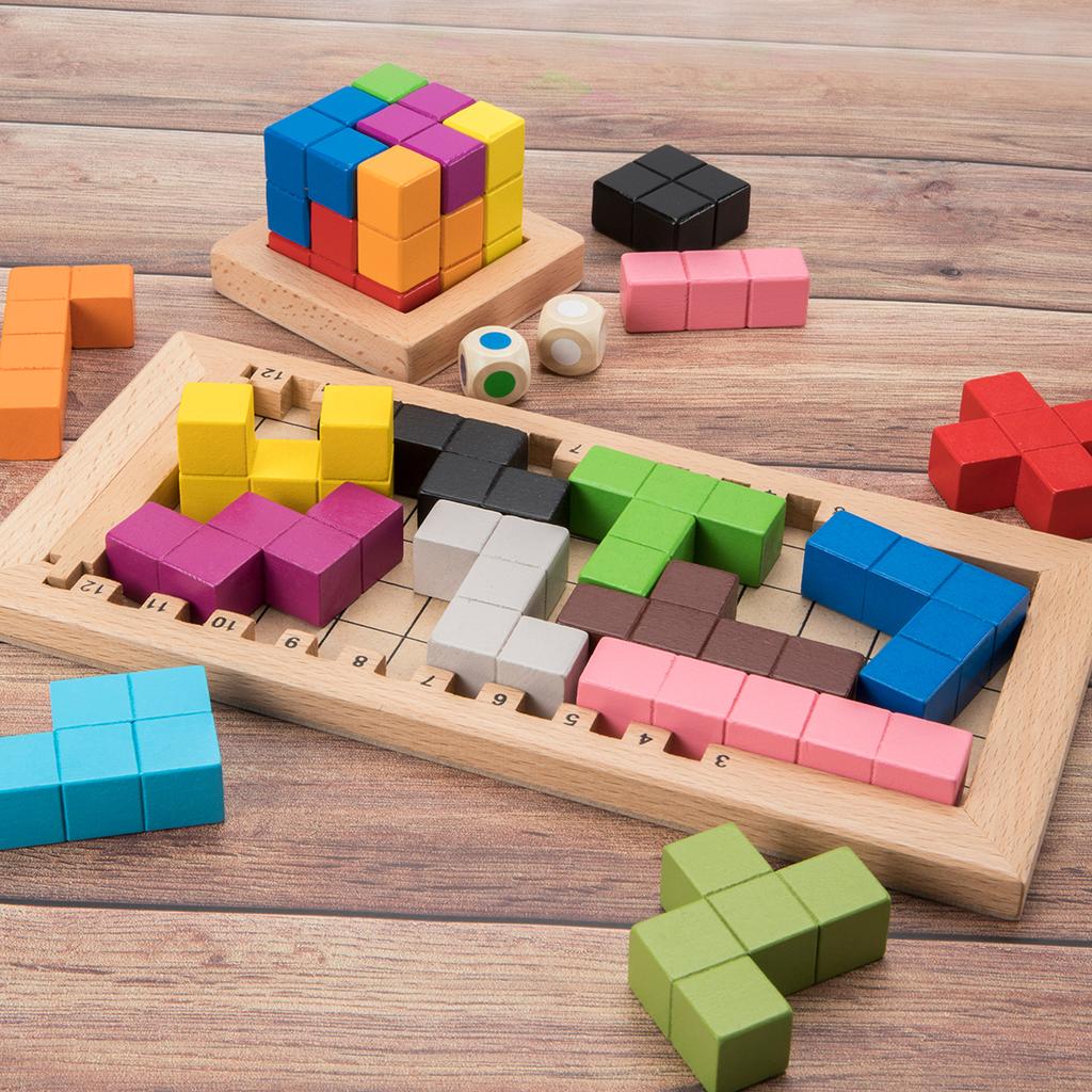 Wooden Puzzle Early Education Intelligence Fun Game Children Thinking Logic Square Toy Puzzle Pentomino Mind Brain Teasers