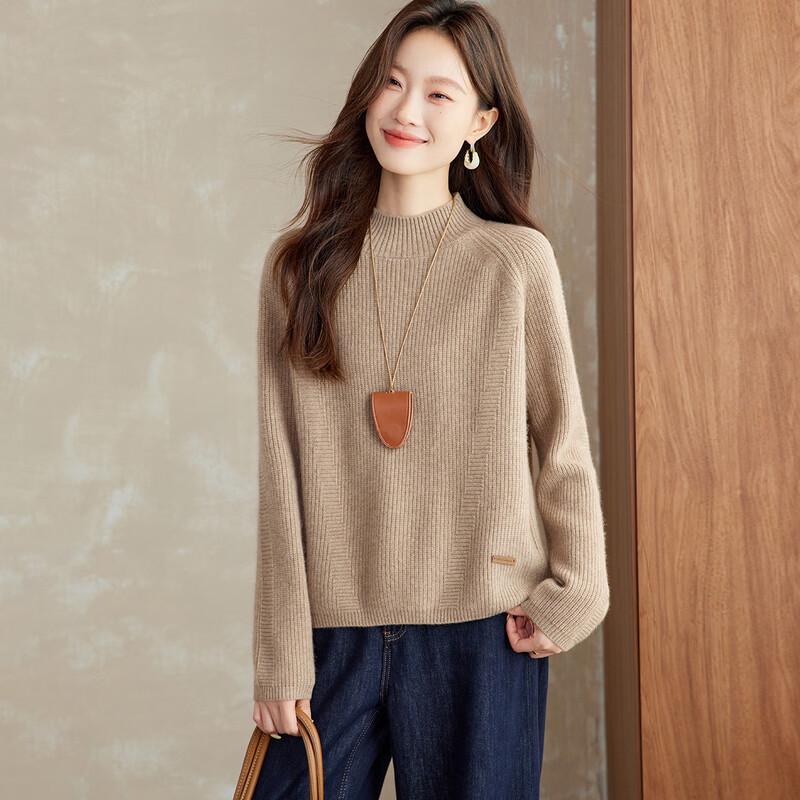 Srcr Women s 100% Cashmere Textured Mock Neck Sweater XL