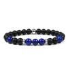 Natural Black Matte Lapis Lazuli Elastic Bracelet for Men & Women - Fashionable European & American Design