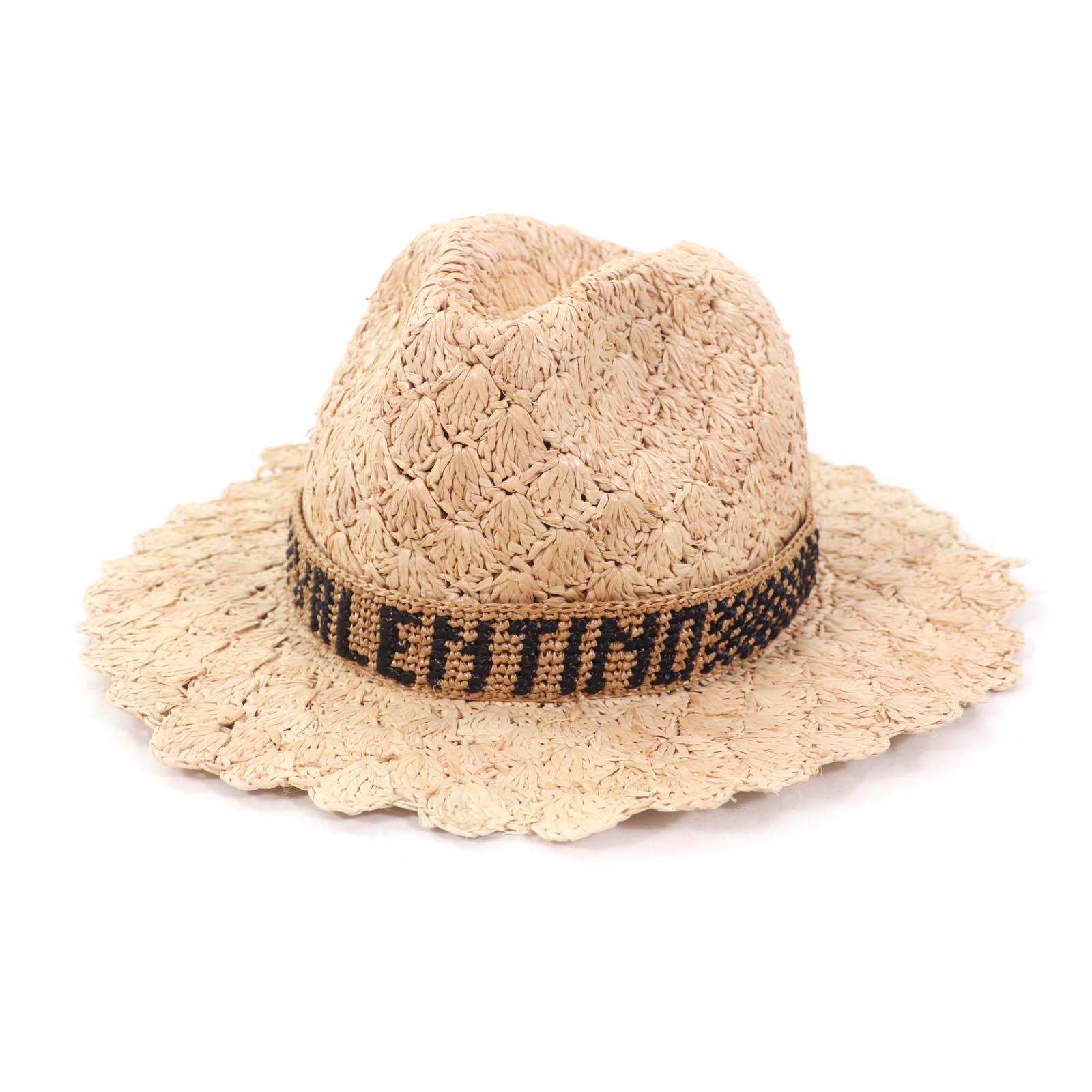 Pristine Valentino Borsalino hat Panama hat with embroidered logo natural Used