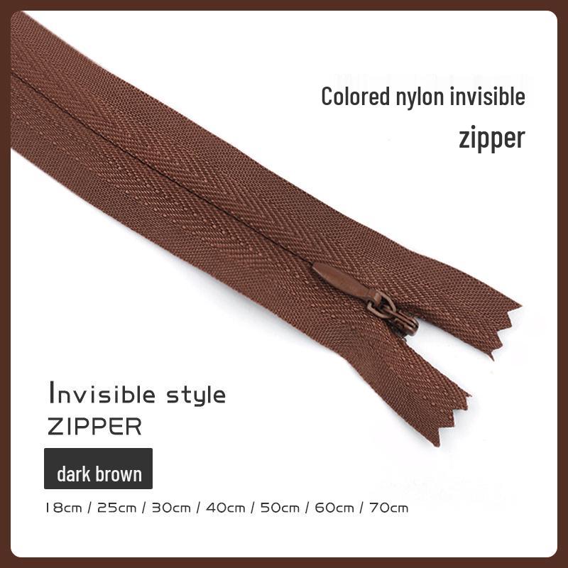 Fermeture éclair invisible colorée pour jupes, pantalons et chemises (18-70CM)